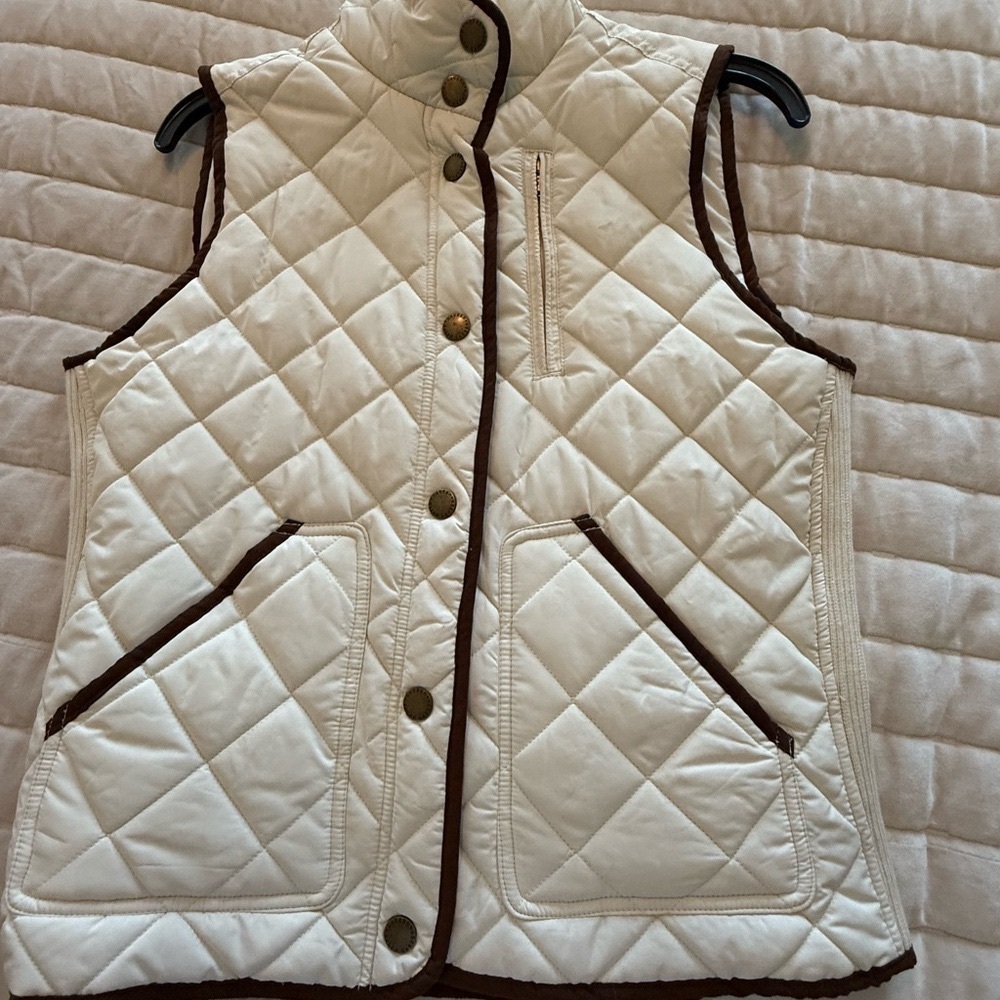 Ralph Lauren Quilted Vest with Brown Trim